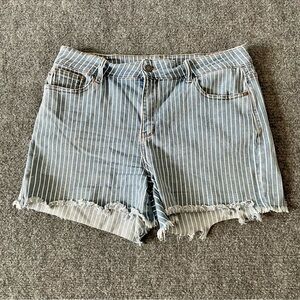 Judy Blue Striped Blue Jean Shorts